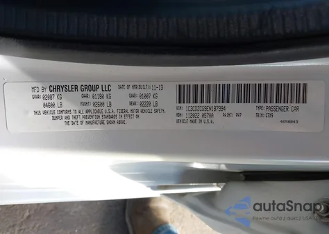 2014 Dodge Avenger Sxt из США, поврежденный, VIN 1C3CDZCG9EN187994